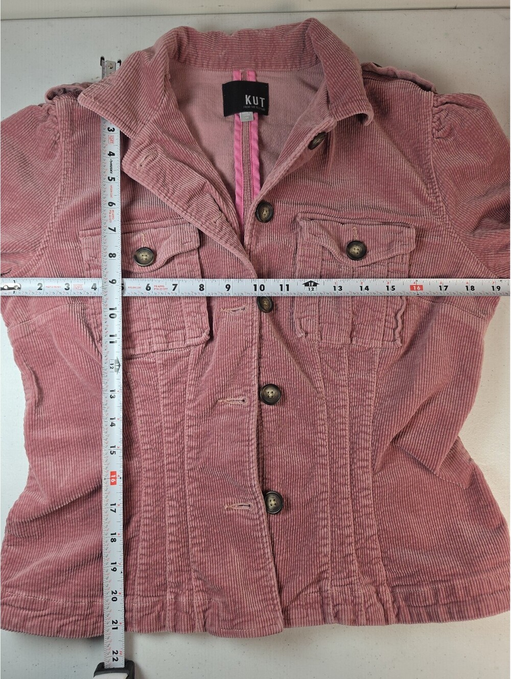 KUT from the Kloth Pink Corduroy Button Front Jacket Size M - Picture 5 of 7